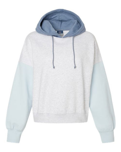 MV Sport Women's Sueded Fleece Colorblocked Crop Hooded Sweatshirt W23716