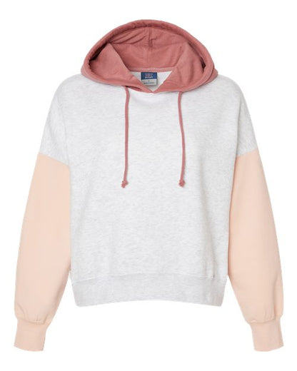 MV Sport Women's Sueded Fleece Colorblocked Crop Hooded Sweatshirt W23716