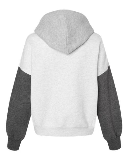MV Sport Women's Sueded Fleece Colorblocked Crop Hooded Sweatshirt W23716