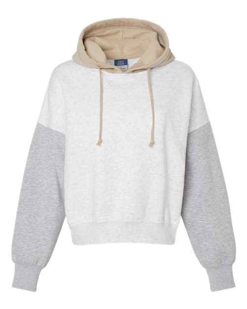 MV Sport Women's Sueded Fleece Colorblocked Crop Hooded Sweatshirt W23716