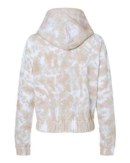 MV Sport Women's Sueded Fleece Tie-Dyed Crop Hooded Sweatshirt W23718
