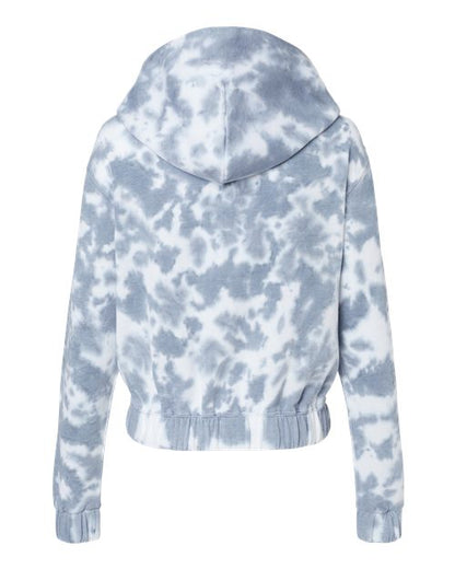 MV Sport Women's Sueded Fleece Tie-Dyed Crop Hooded Sweatshirt W23718