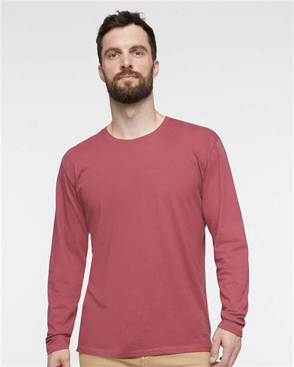 Custom Embroidered  LAT Fine Jersey Long Sleeve Tee 6918 Rouge