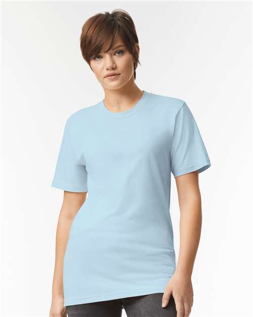 Custom Embroidered  American Apparel Fine Jersey Tee 2001 Powder Blue