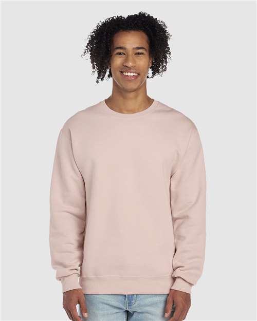 JERZEES NuBlend® Crewneck Sweatshirt 562MR Blush Pink Custom Embroidered Business Logo