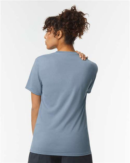 Gildan Performance® T-Shirt 42000 Stone Blue Custom Embroidered Business Logo
