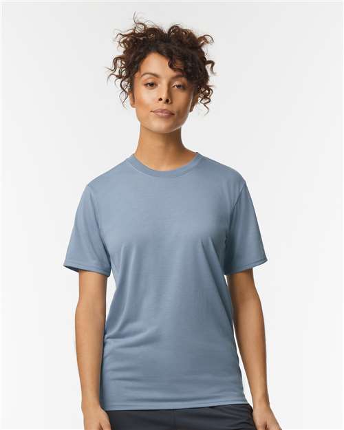 Custom Embroidered  Gildan Performance® T-Shirt 42000 Stone Blue