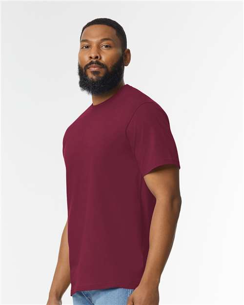Gildan Softstyle® Midweight T-Shirt 65000 Maroon Custom Embroidered Business Logo