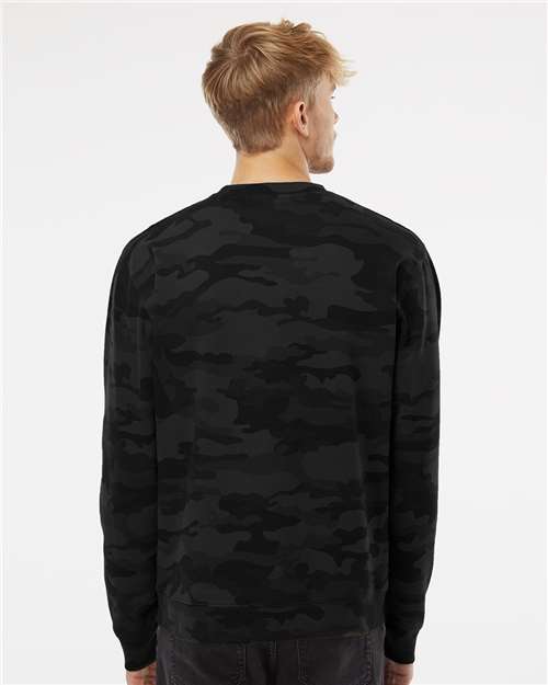 Independent Trading Co. Midweight Crewneck Sweatshirt SS3000 Black Camo Custom Embroidered Business Logo