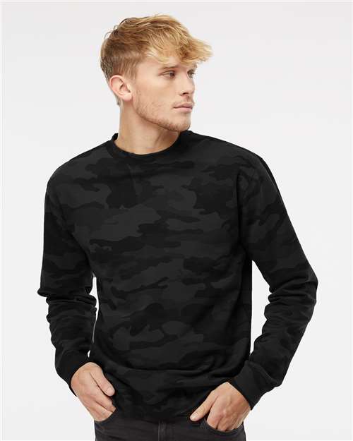 Custom Embroidered  Independent Trading Co. Midweight Crewneck Sweatshirt SS3000 Black Camo