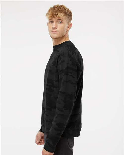 Independent Trading Co. Midweight Crewneck Sweatshirt SS3000 Black Camo Custom Embroidered Business Logo