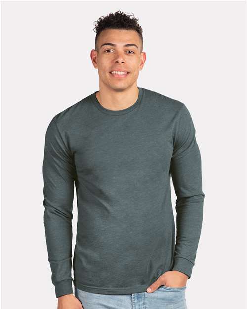 Custom Embroidered  Next Level CVC Long Sleeve T-Shirt 6211 Indigo