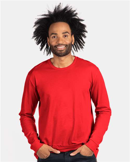 Custom Embroidered  Next Level CVC Long Sleeve T-Shirt 6211 Red
