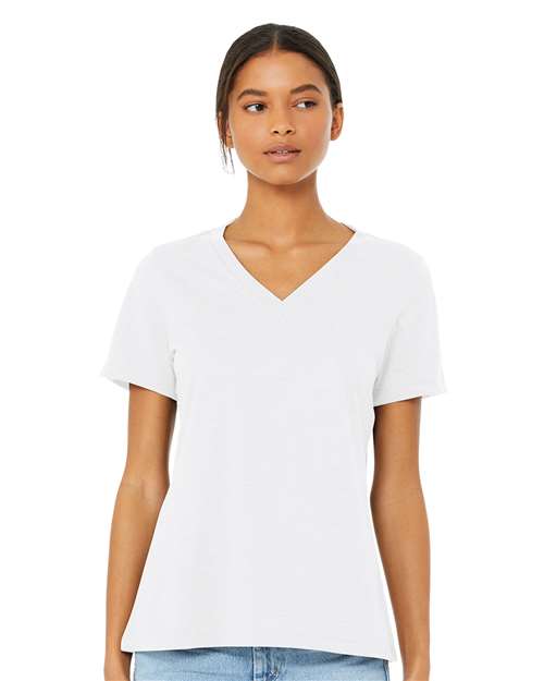 Custom Embroidered  BELLA + CANVAS Women's Relaxed Heather CVC V-Neck Tee 6405CVC  