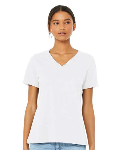 Custom Embroidered  BELLA + CANVAS Women's Relaxed Heather CVC V-Neck Tee 6405CVC  
