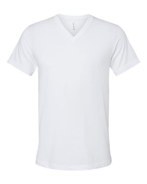 BELLA + CANVAS Heather CVC V-Neck Tee 3005CVC Solid White Blend Custom Embroidered Business Logo