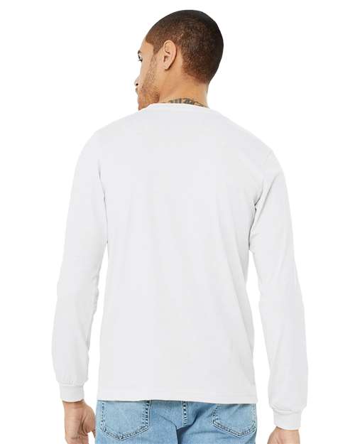 BELLA + CANVAS Heather CVC Long Sleeve Tee 3501CVC Solid White Blend Custom Embroidered Business Logo