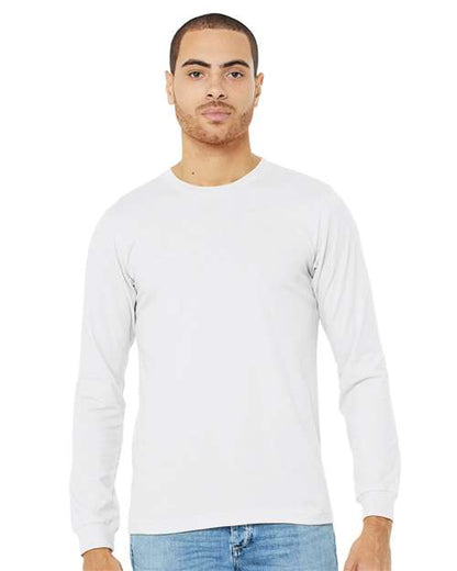 Custom Embroidered  BELLA + CANVAS Heather CVC Long Sleeve Tee 3501CVC Solid White Blend