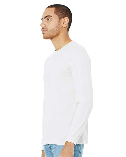 BELLA + CANVAS Heather CVC Long Sleeve Tee 3501CVC Solid White Blend Custom Embroidered Business Logo