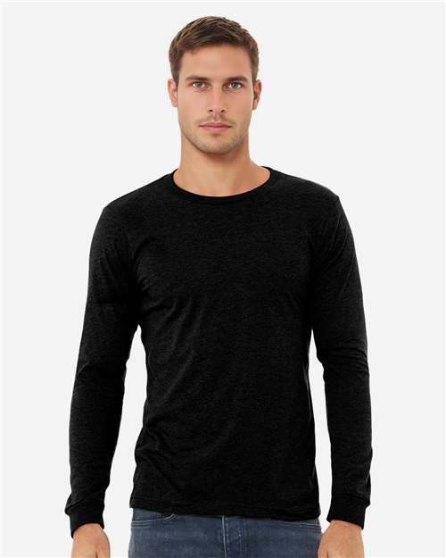 BELLA + CANVAS Heather CVC Long Sleeve Tee 3501CVC Solid Black Blend