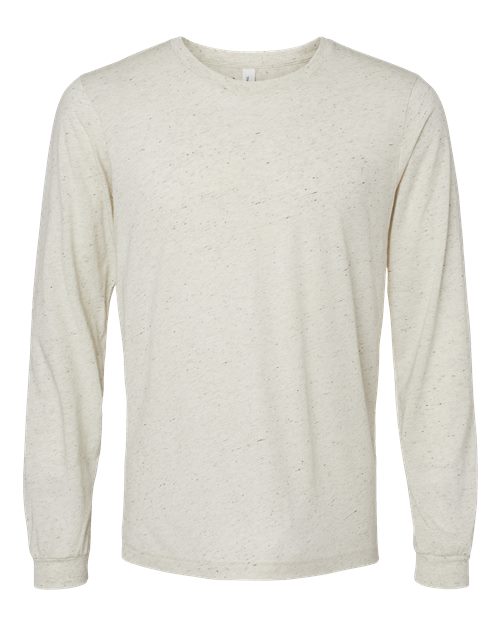 BELLA + CANVAS Triblend Long Sleeve Tee 3513 Oatmeal Triblend Custom Embroidered Business Logo