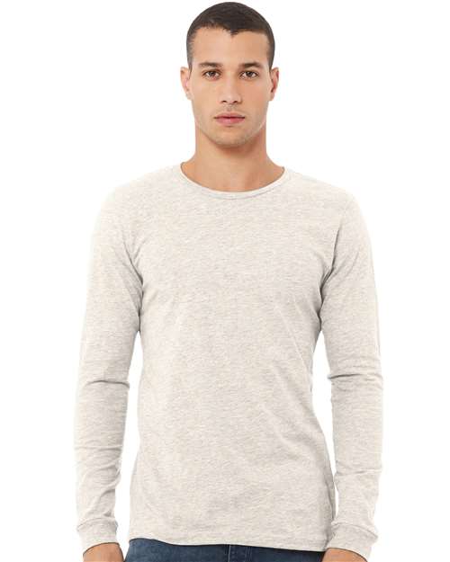 BELLA + CANVAS Triblend Long Sleeve Tee 3513 Navy Triblend Custom Embroidered Business Logo
