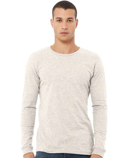BELLA + CANVAS Triblend Long Sleeve Tee 3513 Navy Triblend Custom Embroidered Business Logo