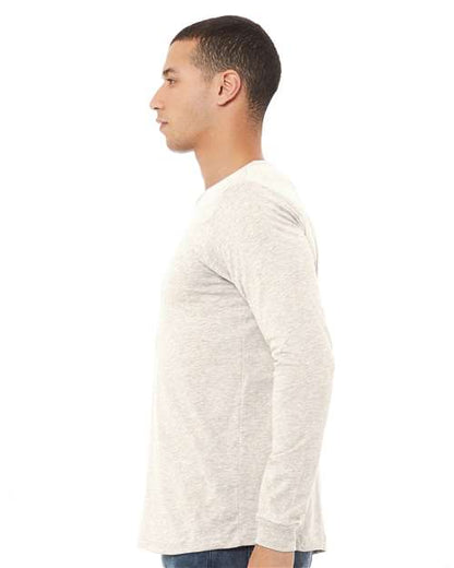 BELLA + CANVAS Triblend Long Sleeve Tee 3513 Oatmeal Triblend Custom Embroidered Business Logo