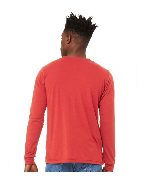 BELLA + CANVAS Triblend Long Sleeve Tee 3513 Red Triblend Custom Embroidered Business Logo