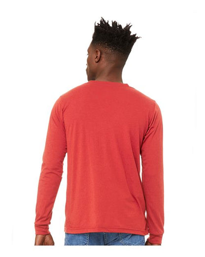 BELLA + CANVAS Triblend Long Sleeve Tee 3513 Red Triblend Custom Embroidered Business Logo