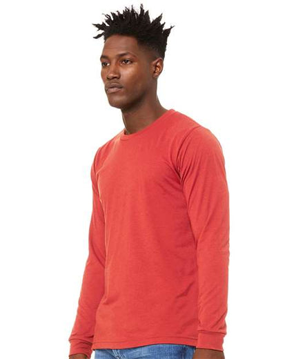 BELLA + CANVAS Triblend Long Sleeve Tee 3513 Red Triblend Custom Embroidered Business Logo