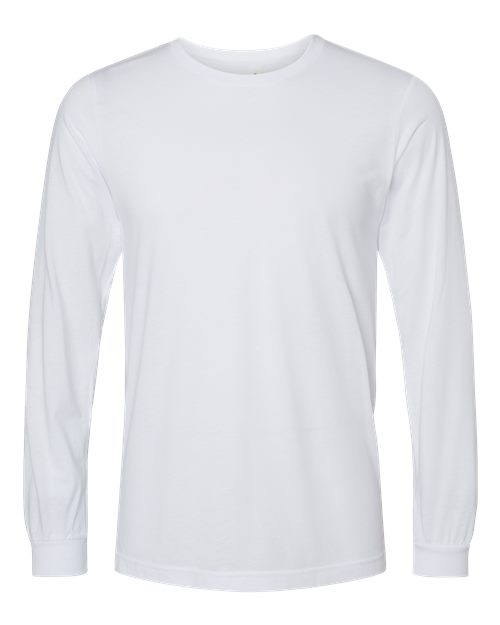 BELLA + CANVAS Triblend Long Sleeve Tee 3513 Solid White Triblend Custom Embroidered Business Logo