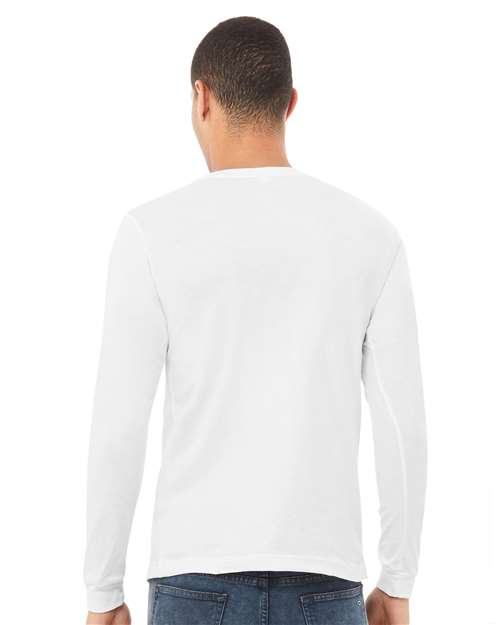 BELLA + CANVAS Triblend Long Sleeve Tee 3513 Solid White Triblend Custom Embroidered Business Logo