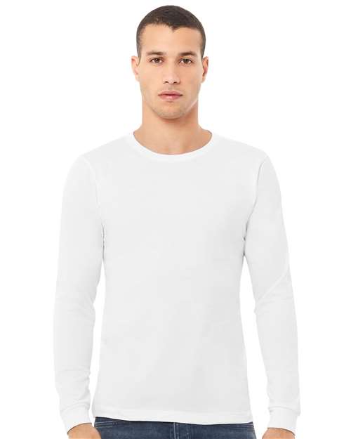 BELLA + CANVAS Triblend Long Sleeve Tee 3513 Solid Navy Triblend Custom Embroidered Business Logo