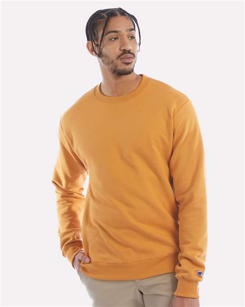 Champion Powerblend® Crewneck Sweatshirt S600 Gold Glint Custom Embroidered Business Logo