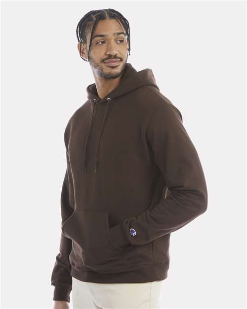 Champion Powerblend® Hooded Sweatshirt S700 Chocolate Brown Custom Embroidered Business Logo