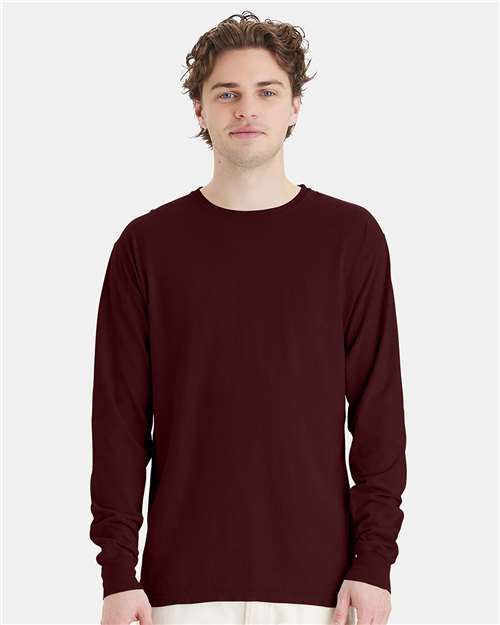 Custom Embroidered  ComfortWash by Hanes Garment-Dyed Long Sleeve T-Shirt GDH200 Maroon