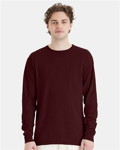 Custom Embroidered  ComfortWash by Hanes Garment-Dyed Long Sleeve T-Shirt GDH200 Maroon
