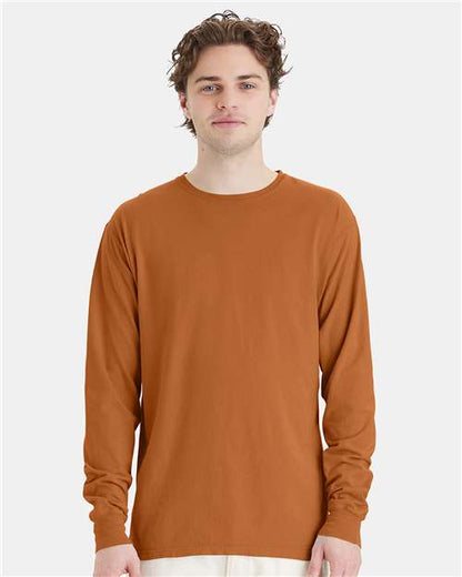 Custom Embroidered  ComfortWash by Hanes Garment-Dyed Long Sleeve T-Shirt GDH200 Texas Orange