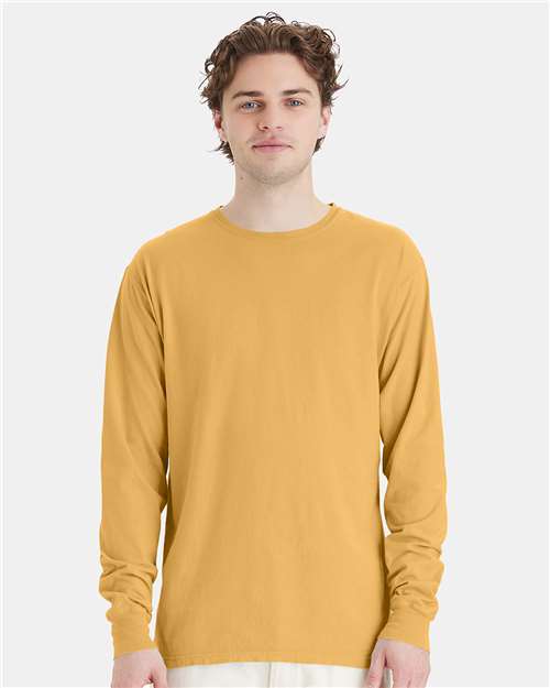 Custom Embroidered  ComfortWash by Hanes Garment-Dyed Long Sleeve T-Shirt GDH200 Artisan Gold