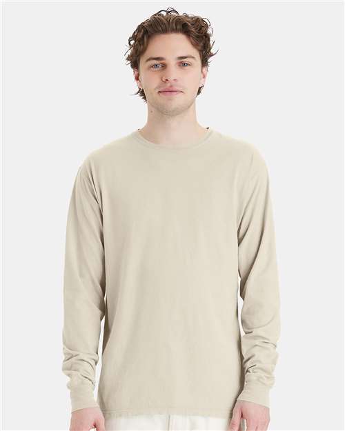 Custom Embroidered  ComfortWash by Hanes Garment-Dyed Long Sleeve T-Shirt GDH200 Parchment