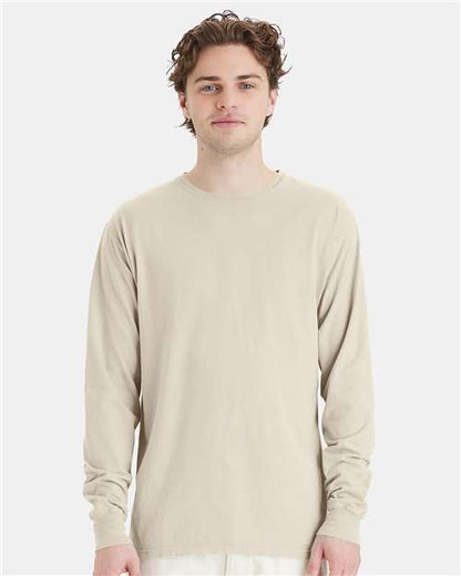 Custom Embroidered  ComfortWash by Hanes Garment-Dyed Long Sleeve T-Shirt GDH200 Parchment