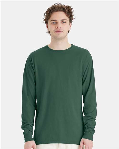 Custom Embroidered  ComfortWash by Hanes Garment-Dyed Long Sleeve T-Shirt GDH200 Field Green