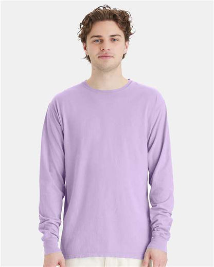 Custom Embroidered  ComfortWash by Hanes Garment-Dyed Long Sleeve T-Shirt GDH200 Future Lavender