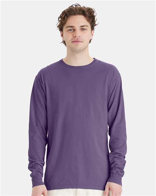 Custom Embroidered  ComfortWash by Hanes Garment-Dyed Long Sleeve T-Shirt GDH200 Grape Soda
