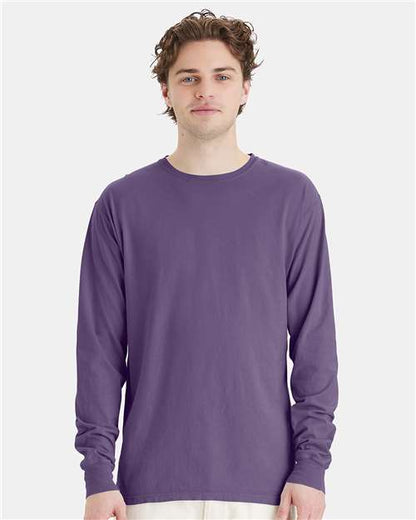 Custom Embroidered  ComfortWash by Hanes Garment-Dyed Long Sleeve T-Shirt GDH200 Grape Soda