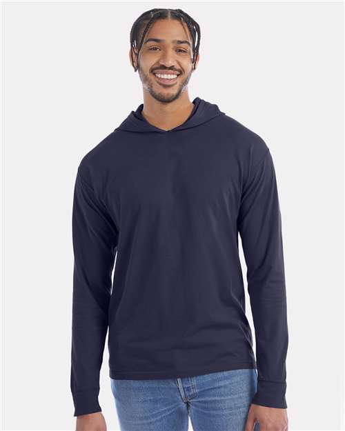 Custom Embroidered  ComfortWash by Hanes Garment-Dyed Jersey Hooded Long Sleeve T-Shirt GDH280  