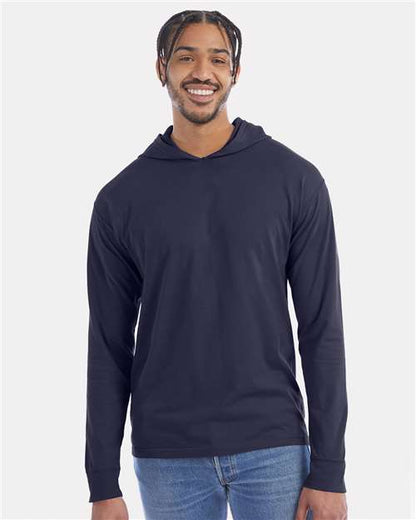 Custom Embroidered  ComfortWash by Hanes Garment-Dyed Jersey Hooded Long Sleeve T-Shirt GDH280  