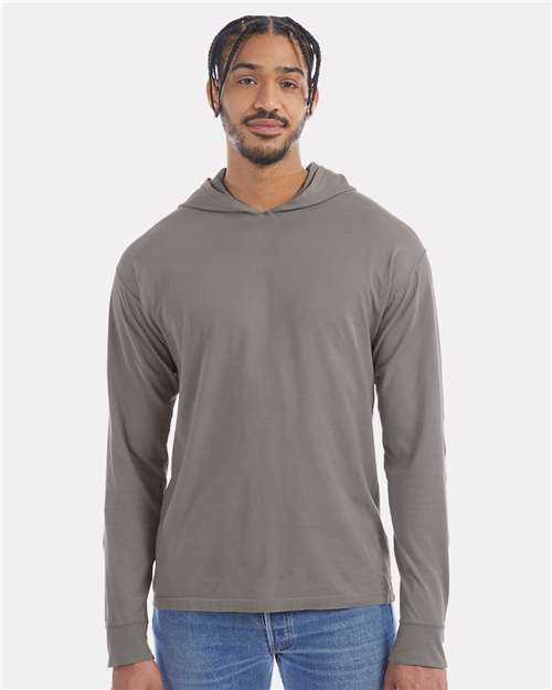 Custom Embroidered  ComfortWash by Hanes Garment-Dyed Jersey Hooded Long Sleeve T-Shirt GDH280  