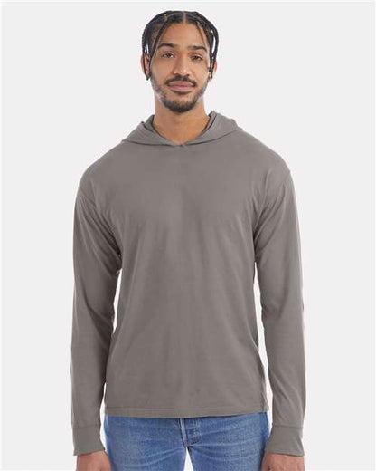 Custom Embroidered  ComfortWash by Hanes Garment-Dyed Jersey Hooded Long Sleeve T-Shirt GDH280  